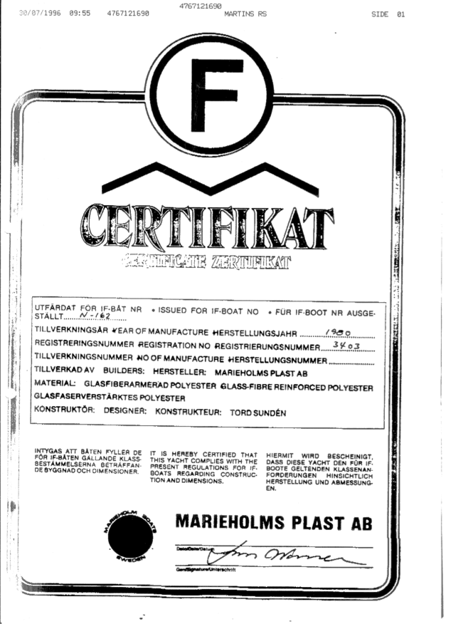 Sertifikat som er fra en faks